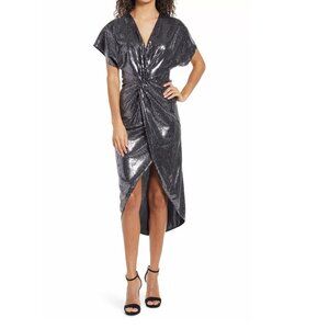 SAYLOR Roslynn Sequin Cross Front High/Low Dress